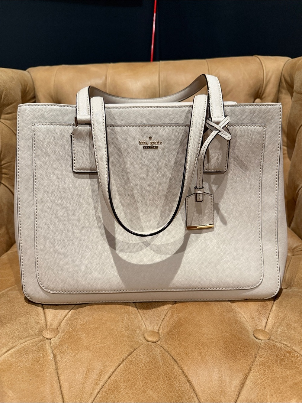 kate spade New York Cream Saffiano Leather Tote